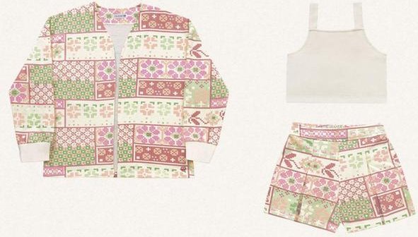 Imagem principal Conjunto Top/Short/Casaco Aberto Estampado Fakini Kids Fakini Kids