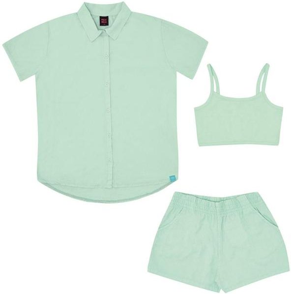 Conjunto Tricoline Menina Verde
