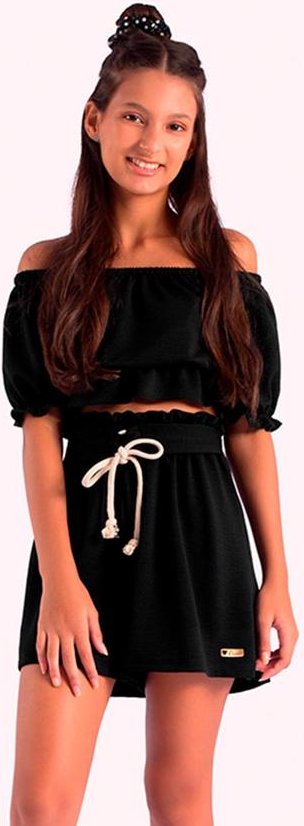 Imagem principal Camiseta Infantil Blusa e Short Menina Preto Duduka Duduka