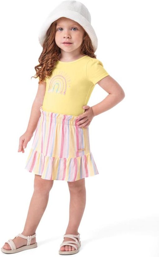 Imagem principal Conjunto Amarelo Arco-Íris Clochard Menina Carinhoso Carinhoso