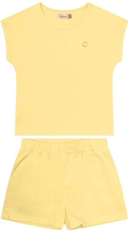 Imagem principal Conjunto Amarelo em Cotton com Plaqueta Menina Carinhoso Carinhoso