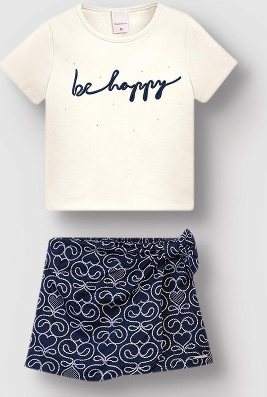 Imagem principal Conjunto Be Happy Bordado Off White Carinhoso Carinhoso