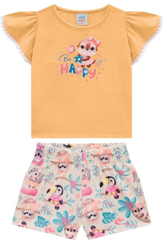 Imagem principal Conjunto Bebê Blusa e Shorts Cute Jungle Laranja Marlan Marlan