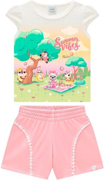 Imagem principal Conjunto Bebê Blusa e Shorts Malha Newtech Rosa Marlan Marlan