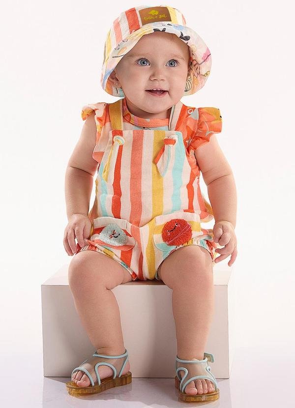 Imagem principal Conjunto Bebê Body e Jardineira Laranja Três e Já Três e Já