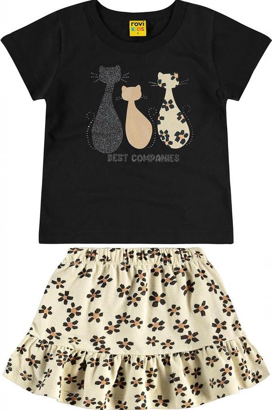 Conjunto Blusa com Saia Infantil Preto