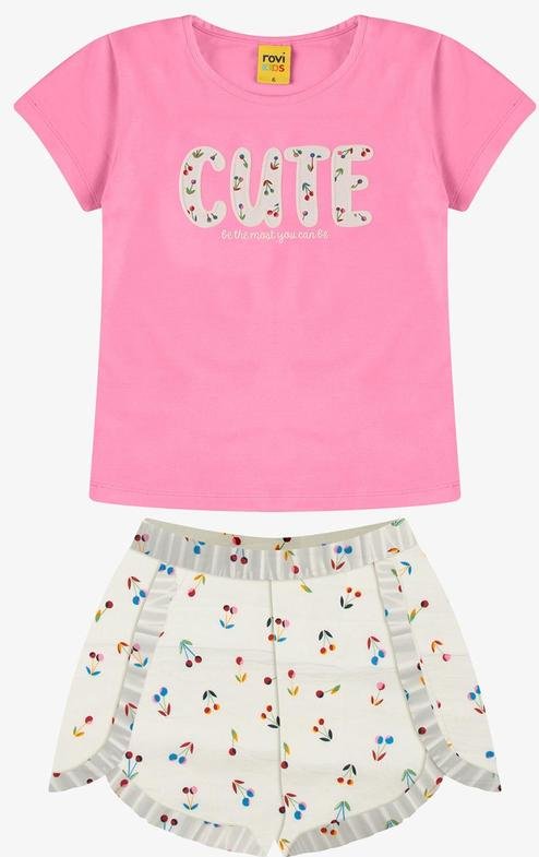 Imagem principal Conjunto Blusa com Shorts Feminino Bege Rovi Kids Rovi Kids