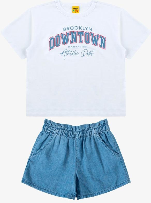 Conjunto Blusa com Shorts Feminino Branco