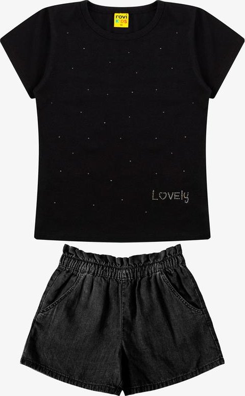 Conjunto Blusa com Shorts Feminino Preto