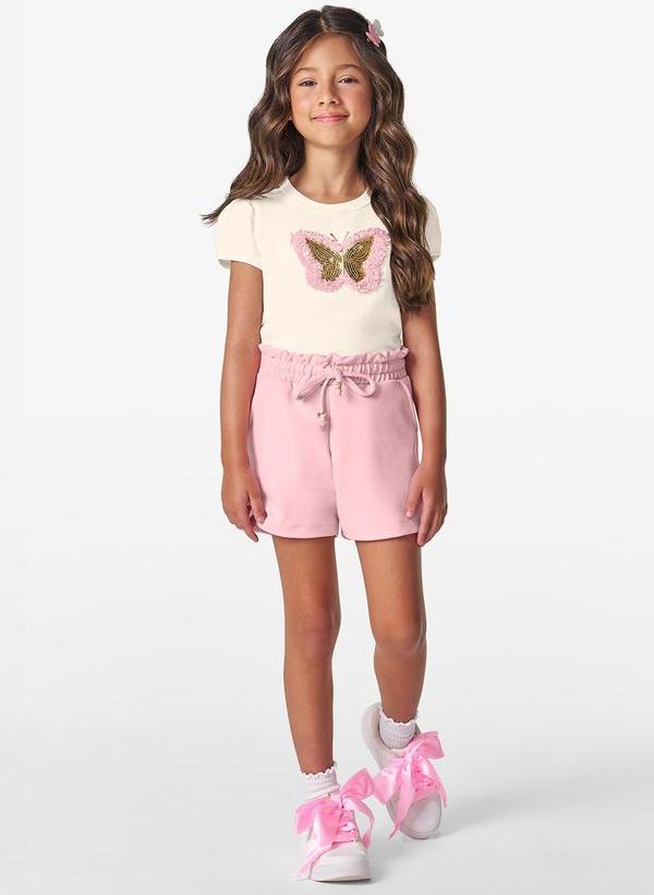 Conjunto Blusa com Shorts Feminino Rosa