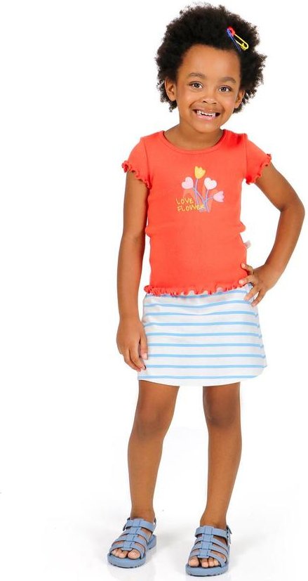 Conjunto Blusa com Silk e Short Saia Laranja