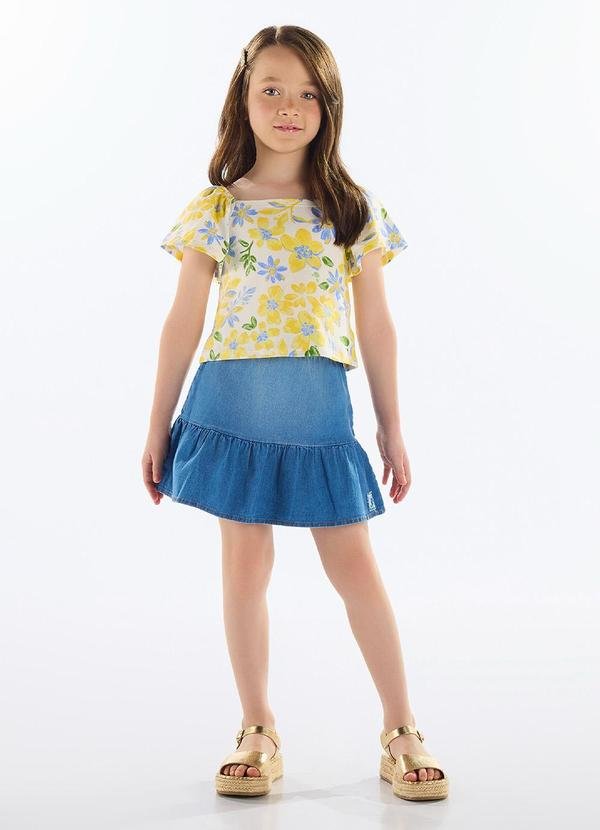 Imagem principal Conjunto Blusa e Saia Jeans Menina Amarelo Quimby Quimby