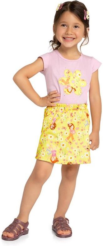 Conjunto Blusa e Saia Newtech Meu Jardim Rosa