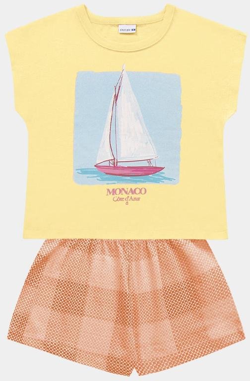 Imagem principal Conjunto Blusa e Short Amarelo Fakini Kids Fakini Kids