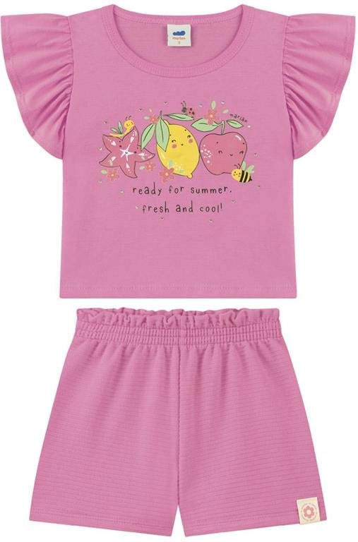 Imagem principal Conjunto Blusa e Short em Moletinho Relevo Rosa Marlan Marlan