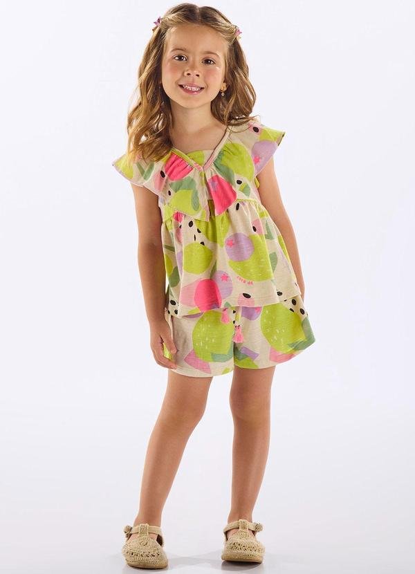 Conjunto Blusa e Short Infantil Bege