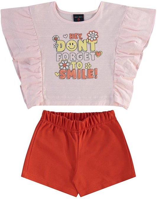 Conjunto Blusa e Short para Menina Rosa