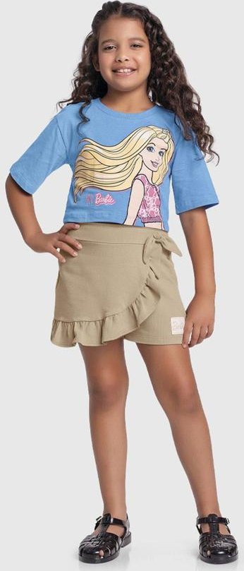 Imagem principal Conjunto Blusa e Short Saia Barbie Azul Fakini Kids Fakini Kids
