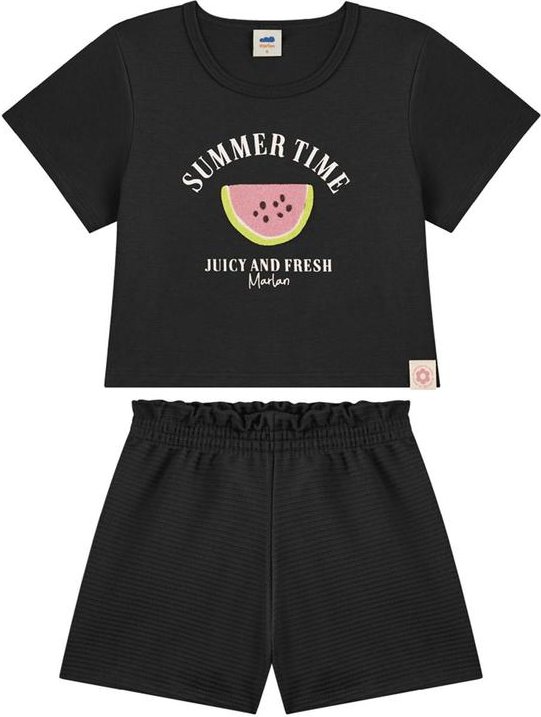 Imagem principal Conjunto Blusa e Short Moletinho Preto Marlan Marlan