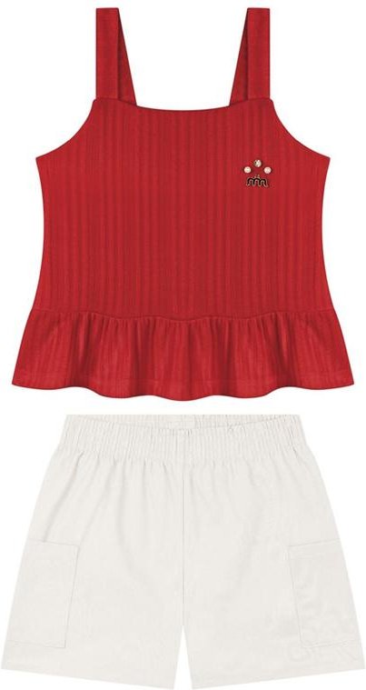 Imagem principal Conjunto Blusa e Shorts com Elastano Vermelho Milli E Nina Milli E Nina