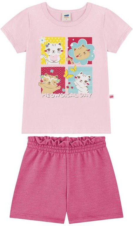 Imagem principal Conjunto Blusa e Shorts em Moletinho Jeans Rosa Marlan Marlan