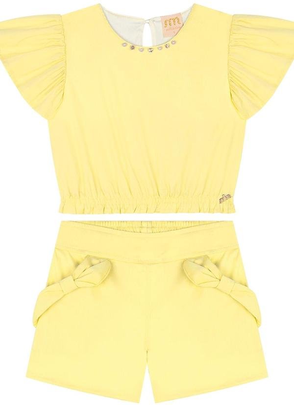 Imagem principal Conjunto Blusa e Shorts em Tricoline Amarelo Milli E Nina Milli E Nina