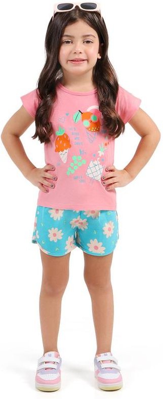 Conjunto Blusa e Shorts Rosa