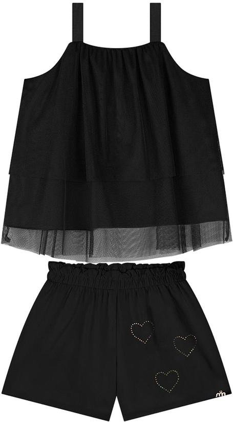 Conjunto Blusa e Shorts Twill Stretch Preto