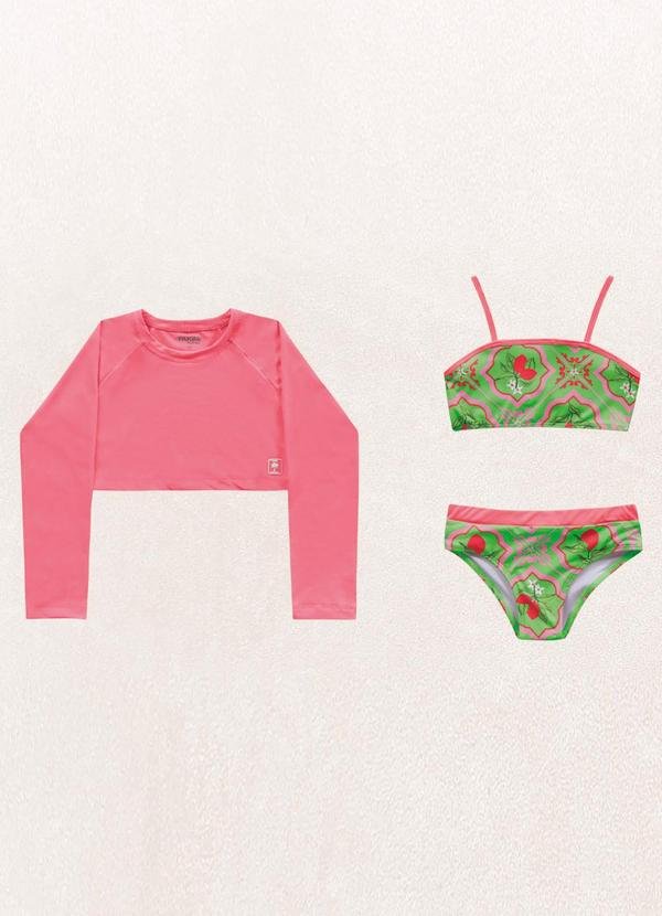 Imagem principal Conjunto Blusa M/Longa/Top/Calcinha Rosa Fakini Kids Fakini Kids