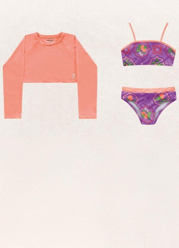 Imagem principal Conjunto Blusa M/Longa/Top/Calcinha Roxo Fakini Kids Fakini Kids