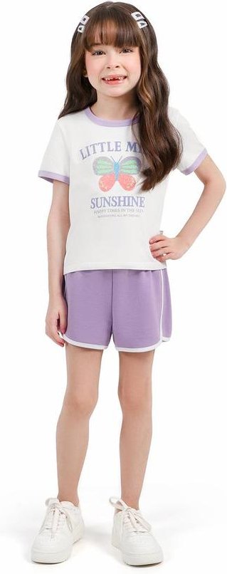 Imagem principal Conjunto Blusa Shorts Moletinho Lilas Tink Bink Tink Bink