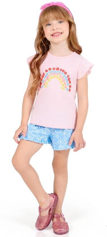 Imagem principal Conjunto Blusa Silk e Short com Babadinho Rosa Tink Bink Tink Bink
