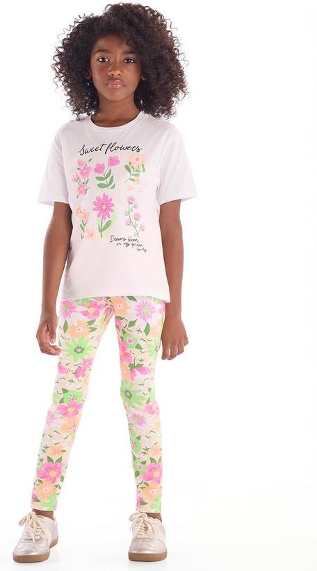 Conjunto Blusa Strass e Legging Quimby Branco