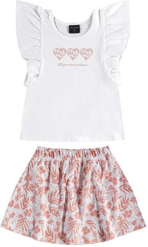 Conjunto com Blusa e Short-Saia Branco