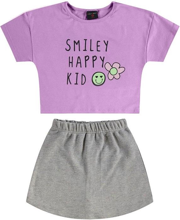 Conjunto com Blusa e Short-Saia Roxo