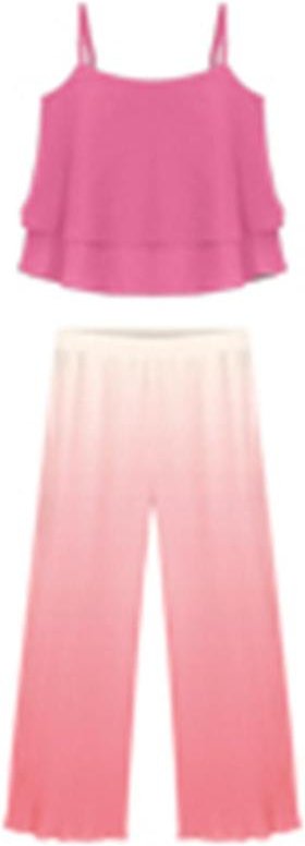 Imagem principal Conjunto com Calça Plissada e Blusa Rosa Alakazoo Alakazoo