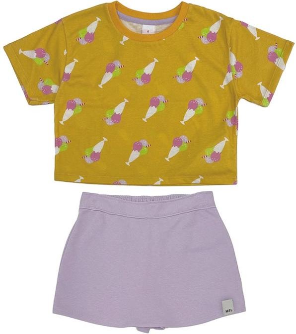 Conjunto Curto Estampado Infantil Amarelo