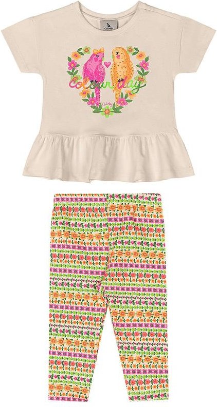 Imagem principal Conjunto Estampado Blusa Calça Legging Quimby Bege Quimby