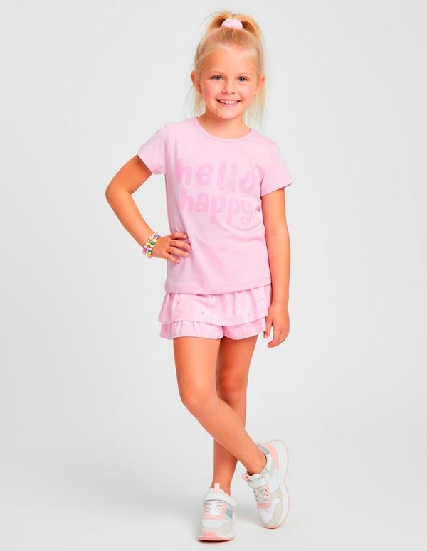 Imagem principal Conjunto Feminino Hello Happy FloresRosa Bebê Laluna Laluna