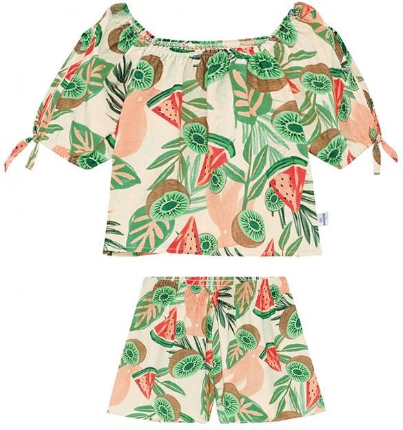 Imagem principal Conjunto Frutas Tropicais em Viscose Off White Malwee Kids Malwee Kids