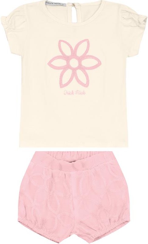 Conjunto Infantil Bata com Shorts Rosa