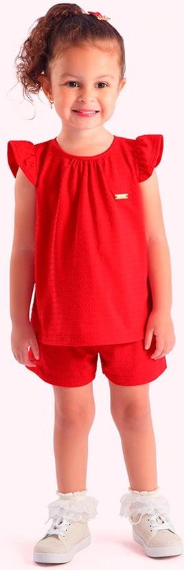 Imagem principal Conjunto Infantil Bata e Short Vermelha Duduka Duduka