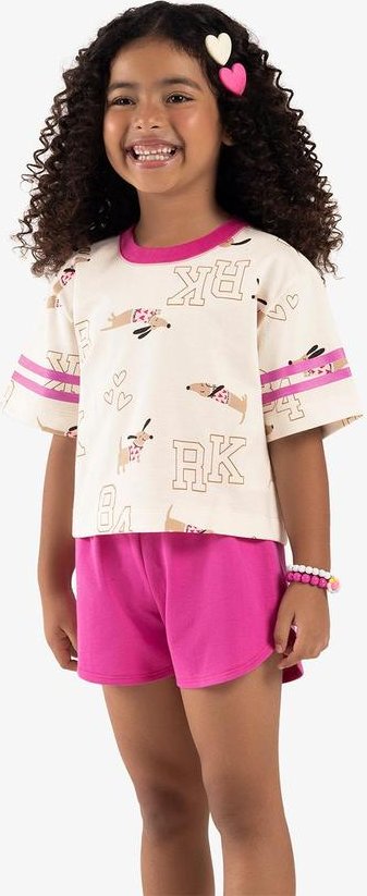 Conjunto Infantil Blusa com Shorts Bege