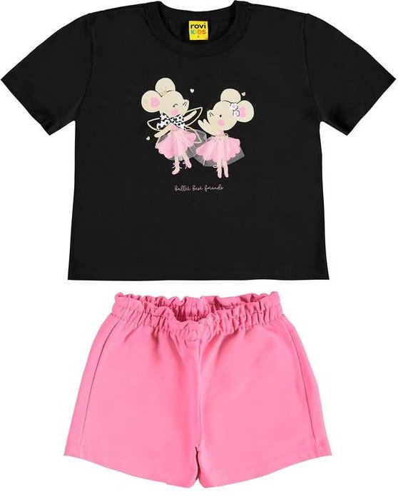 Conjunto Infantil Blusa com Shorts Preto