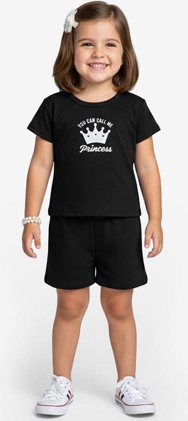 Conjunto Infantil Blusa com Shorts Preto