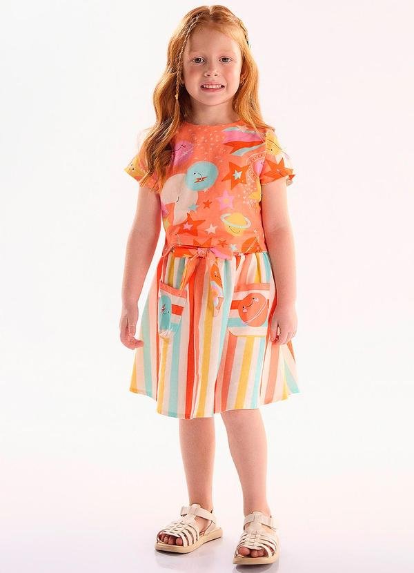 Imagem principal Conjunto Infantil Blusa e Saia Laranja Três e Já Três e Já