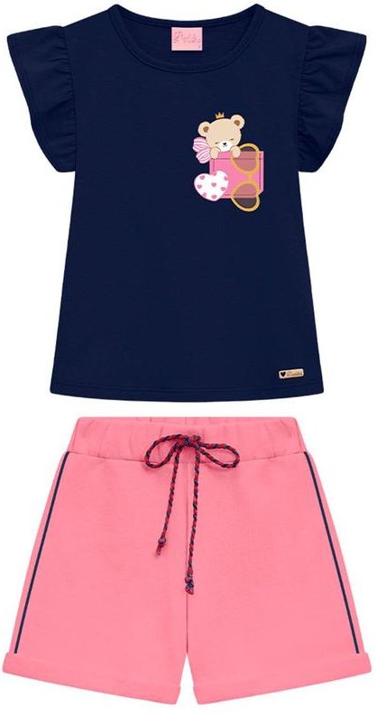 Imagem principal Conjunto Infantil Blusa e Short Menina Azul Duduka Duduka
