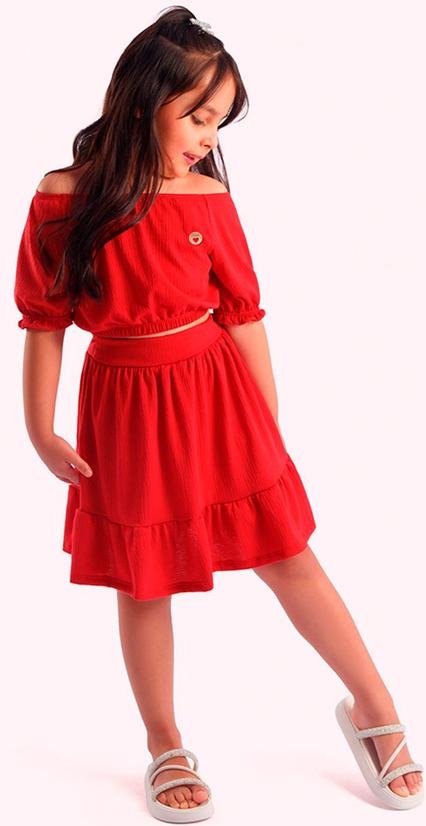 Imagem principal Conjunto Infantil Blusa e Short Menina Vermelha Duduka Duduka