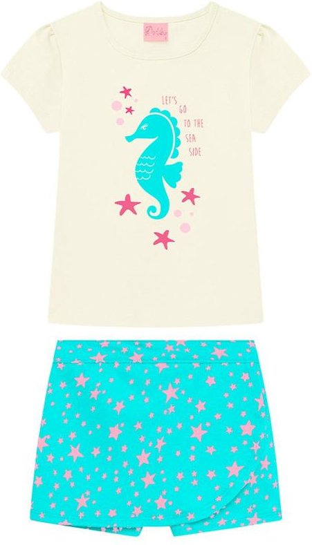 Imagem principal Conjunto Infantil Blusa e Short Saia Branco Duduka Duduka