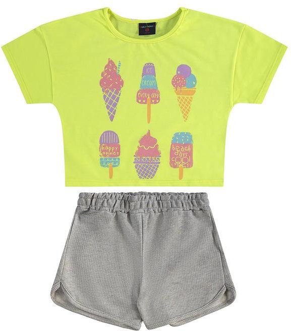 Conjunto Infantil Blusa e Shorts Amarelo